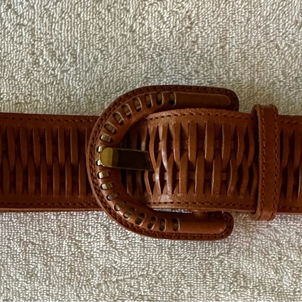 Woven Leather Wide Belt